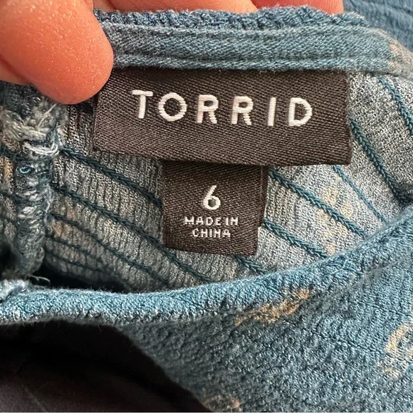 Torrid Boho Teal Floral Border Summer Dress Women’s Plus Size 6x - Picture 4 of 10